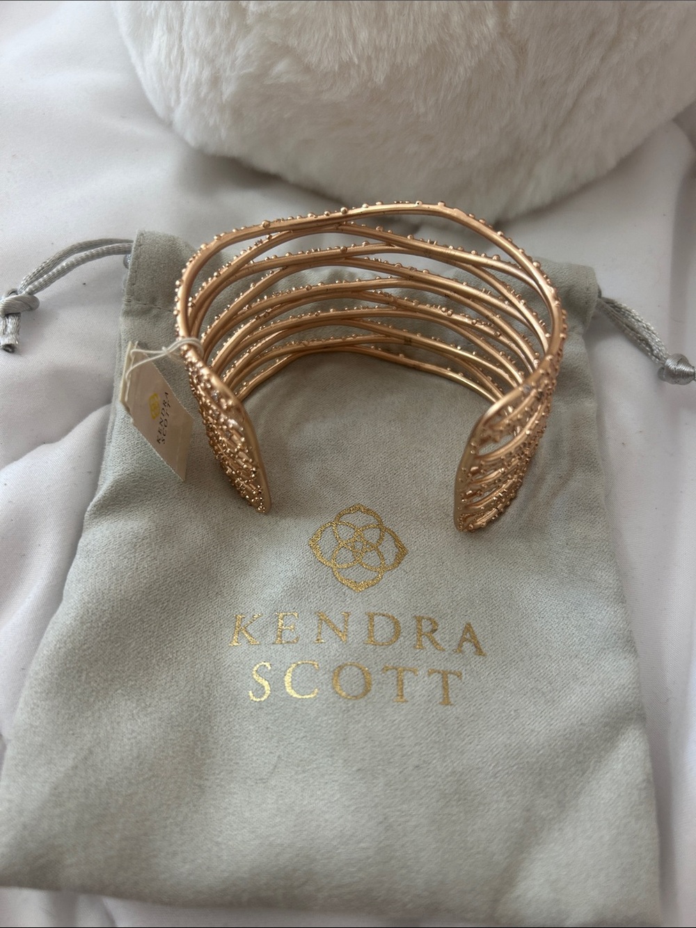 Kendra Scott Nicolais Rose Gold Crystal Cuff Bracelet | NWT - Picture 2 of 6